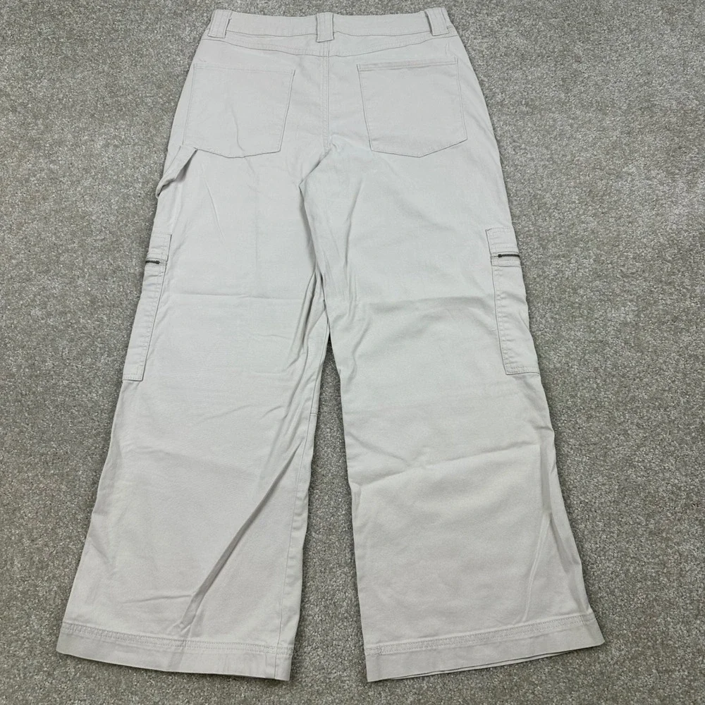 Sincerely Jules Womens Beige Cargo Pants Wide Leg Utility Cropped Size 9/29